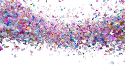 Abstract confetti explosion in a swirling motion