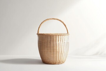 laundry basket product mockup on white background, clean minimal studio lighting, realistic, high resolution