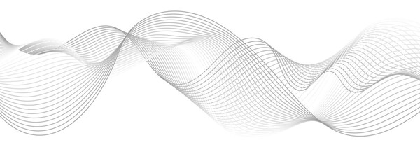 Abstract Gray Wave Lines Vector Illustration on White Background &ndash; Elegant Flowing Curve Pattern for Modern Minimalist Design, Technology, Business, Poster, and Graphic Projects.