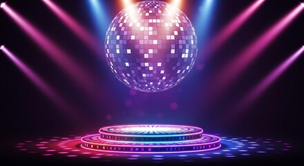 Disco Ball Stage with Lights for Party.