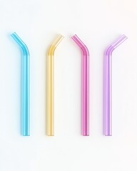 reusable straw set product mockup on white background, clean minimal studio lighting, realistic, high resolution