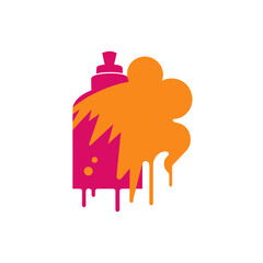 Graffiti spray can with dripping paint splash
