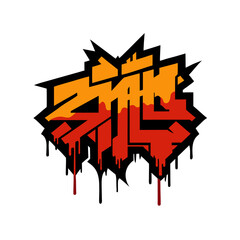 Fiery dripping graffiti style text on black background