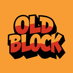 Bold red and orange old block text on orange background