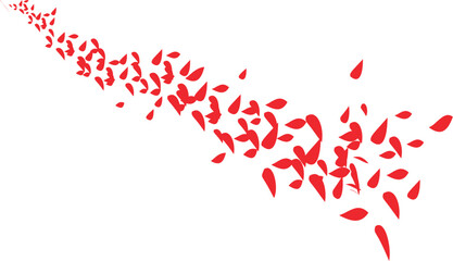 Vector art of red petals flowing on a golden wave