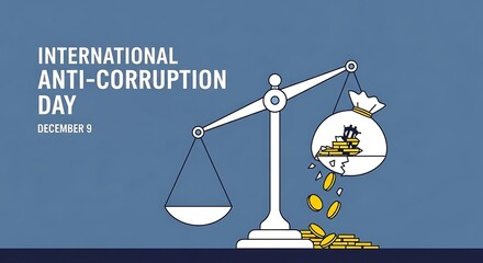 International anticorruption day on december 9 with scales of justice and money bag