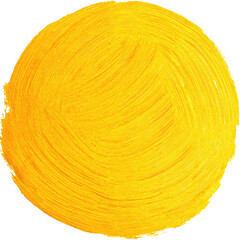 Circular, vibrant yellow, textured sphere