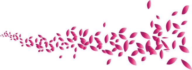 Vector art of pink leaves flowing in a wave