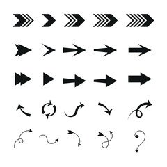 Collection of directional arrows in various styles for navigation and UI design.
