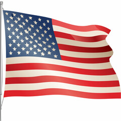 Fototapeta premium A vibrant illustration of a national flag, featuring its iconic red, white, and blue colors, proudly waving to symbolize freedom, unity, and national spirit