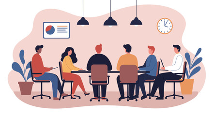 Diverse business team collaborating in a modern office meeting room, discussing strategy and planning. Perfect for corporate, teamwork, and professional concepts.