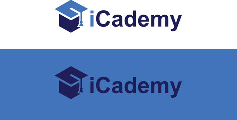 iCademy logo, education logo, education cap, Template