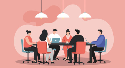 Diverse business team collaborating in a modern office meeting, discussing strategies and ideas. Ideal for corporate communication and teamwork concepts.