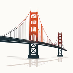 Obraz premium A powerful and solid vector silhouette design of the iconic Golden Gate Bridge, showcasing its majestic architectural form and structural elegance
