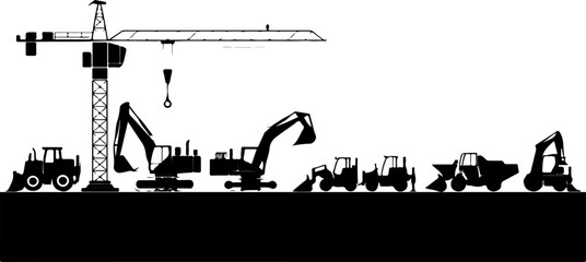 Construction Vehicles Vector Graphic Bundle – Heavy Equipment Clipart Set
