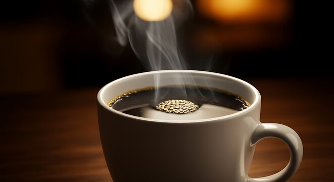 Steaming Cup of Black Coffee.