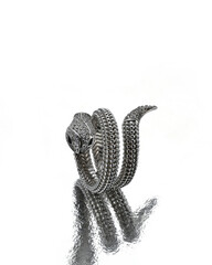 White gold ring. Silver ring. Hand jewelry.