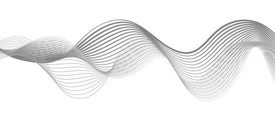 Abstract gray wave lines vector on white background flowing curve pattern for modern minimalist design technology business presentation poster and graphic projects.