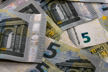 5 EURO banknotes. EUR money background