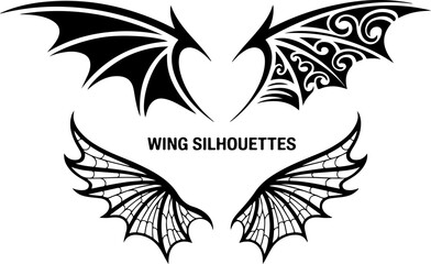 Obraz premium Bat Wings Silhouette Vector Graphic Bundle – Gothic Halloween Clipart Set