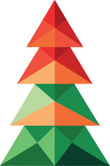 Fototapeta premium Geometric Christmas Tree Illustration with Red and Green Triangles for Holiday Season