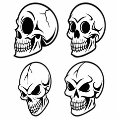 Creepy Skull Vector Set with Bold Outlines