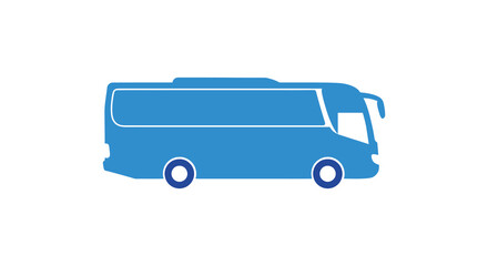 a blue bus icon on white background simple design