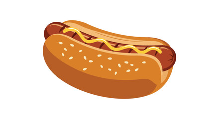 a delicious hot dog with mustard in a soft bun