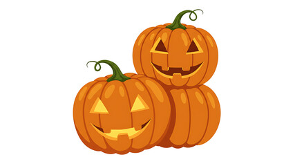 Stack of carved Halloween pumpkins with glowing faces, perfect for festive decorations and holiday celebrations