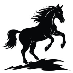 Adobe Ill Horse Head Silhouette - Stylized Cut Out Vector Constrictor Artwork Ultra-detailed white stallion galloping through shallow turquoise surf, splashes sparkling under golden sunset light, blur