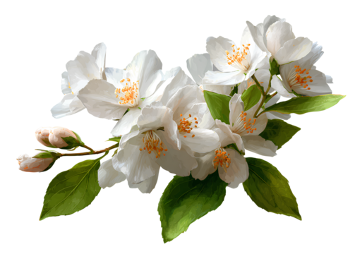  jasminum fasciculatum. estimates the best quality of jasmine flowers isolated on a transparent background, high-resolution photography 