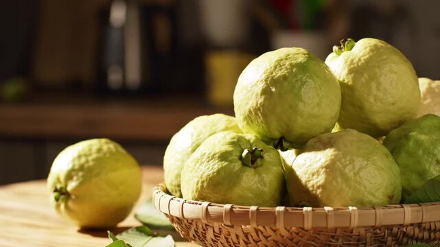 Fresh guava fruits in basket