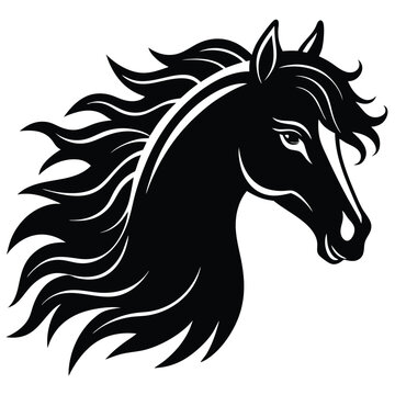 Adobe Ill Horse Head Silhouette - Stylized Cut Out Vector Constrictor Artwork Ultra-detailed white stallion galloping through shallow turquoise surf, splashes sparkling under golden sunset light, blur