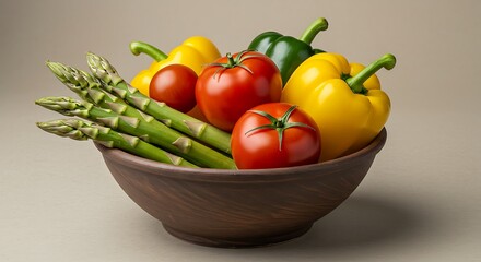 Fresh Asparagus, Bell Peppers and Tomatoes.