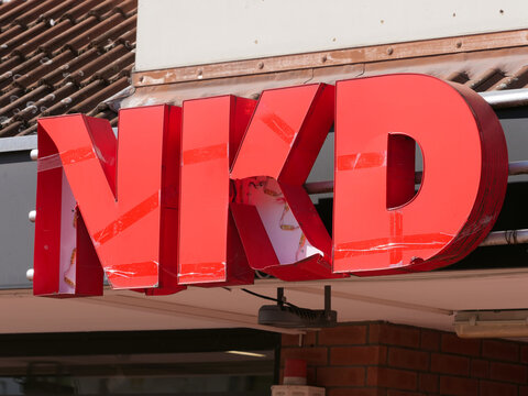 Germany, Bad Nenndorf, September 06. 2025, damaged sign of NKD, one of the largest textile retailers in Germany and Austria. Damaged sign for bad company news,