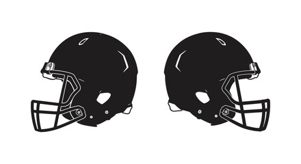 football helmets side by side black and white