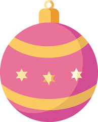 Pink and Gold Christmas Ornament with Stars for Holiday Decoration and Celebration