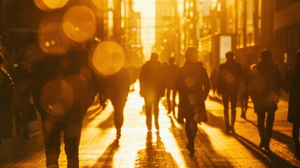 Golden hour city street scene