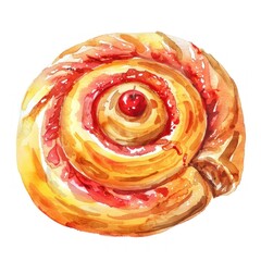 Fototapeta premium An isolated cinnamon roll illustration watercolor background.