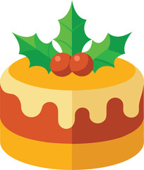 Festive Christmas Cake with Holly Decoration and Creamy Icing for Holiday Celebrations