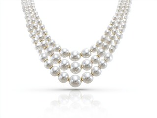 Elegant three-strand white pearl necklace exuding timeless luxury and sophistication for special occasions