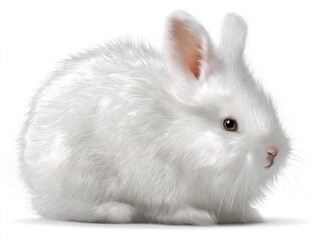 Obraz premium Adorable fluffy white baby rabbit sitting peacefully, perfect for Easter and springtime themes