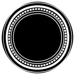 Black circular grunge stamp border with distressed edge design