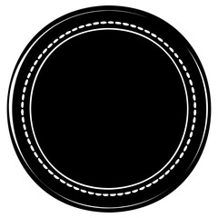 Black circular border with white dashed stitching design