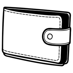 Fototapeta premium Black and white illustration of a closed wallet with stitching
