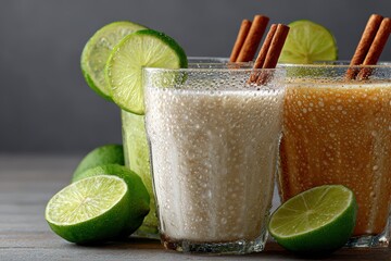 mexican beverage photography, capturing the essence of traditional mexican drinks with elegant styling, vibrant colors, and realistic water droplet effects for premium appeal