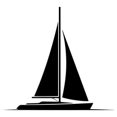 Black Sailing yacht silhouette icon PNG | Minimal Flat Silhouette Icon Download
