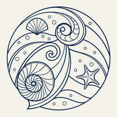  Mandala inspired by ocean waves and shells