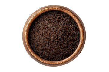 Dark brown powder fills a round wooden bowl (3)