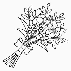 Fototapeta premium Bouquet of mixed flowers tied